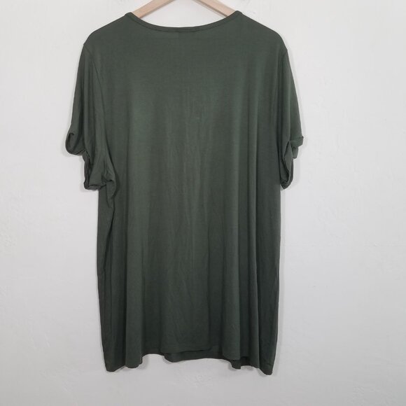 NWT Torrid Olive Green Deep V Lace Up Tee Top Stretch Size 3 - Picture 2 of 5